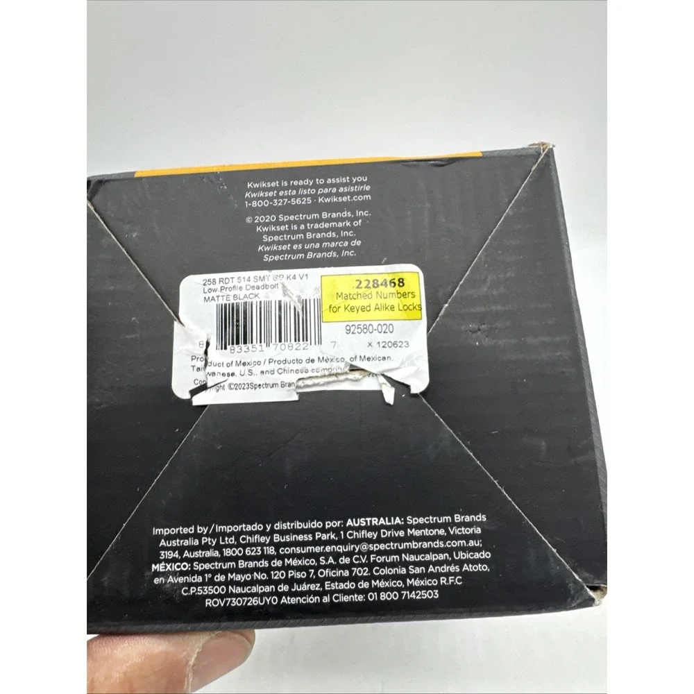 Kwikset  matte  Black Round Single Cylinder Deadbolt 92580-020‎ low profile